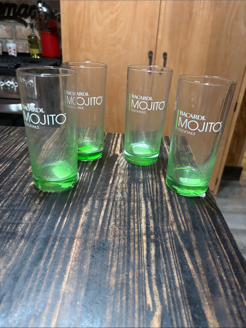 Mojito Cocktail Glasses - Green Accent (Set of 4)